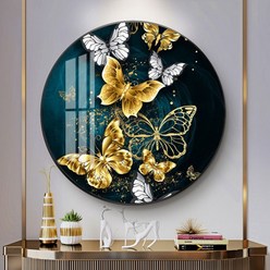 [국내발송] 행운제작소 원형 보석십자수 황금 나비 재물 부자 성공 큐빅 비즈 구슬 3D 십자수, 50 x 50 cm, 1개