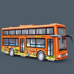 버스 실제 모형 다이캐스트 장난감 자동차 문열수있는 어린이 소리 2층 모델 미니어쳐 피규어, 오렌지