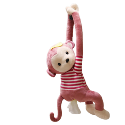Mino.7 차량용 몽키 원숭이 인형 휴지케이스 곽티슈 냅킨통 각티슈커버 휴지걸이, 줄무늬 핑크, 1개