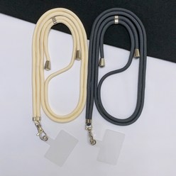 KOOK AN 베이직 핸드폰 스트랩 목걸이 줄 2개+ 태그홀더 2개, 1세트, 라이트옐로우+진그레이