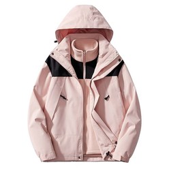 남녀공용 투피세트 바람막이 루즈핏 캐주얼 후리스+자켓 두겁고 튼튼한 방풍방수 기능성 등산복 외출복