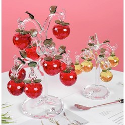 인테리어 소품 사과나무 유리공예 크리스탈 장식품 홈 카페, 레드 K