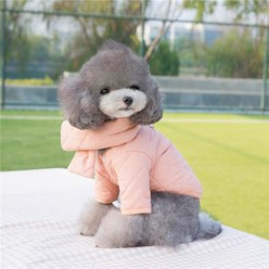 따뜻한 강아지옷 심플 다이아퀼팅 목도리세트 패딩, 핑크