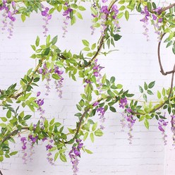 등나무 인조 넝쿨 조화꽃 담쟁이 덩굴 인테리어조화 벽장식 나무 화분 헹잉플랜트, 등나무넝쿨 조화꽃 - 옐로우