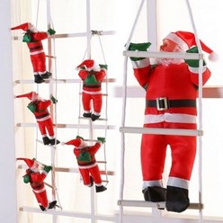 국내 출고 배송 인테리어 산타 사다리 로프 인형 크리스마스 트리 장식 인형 소품 데코, 사다리타는 산타인형
