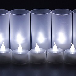 LED 티라이트 전자 양초 미니 캔들 홀더 프로포즈 촛불 생일 초, (티라이트 화이트+컵)