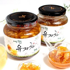 [에덴식품] 무농약 유자와 유기농 설탕으로 만든 유자차, 2개, 1kg, 01번 [무농약유자+유기농설탕] 유자차 2병, 2개, 1개입