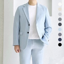 레브클래식 남자 봄 여름 정장 세트 세미 캐주얼 린넨터치 셋업 수트 빅사이즈 하객룩 면접 결혼식 블랙