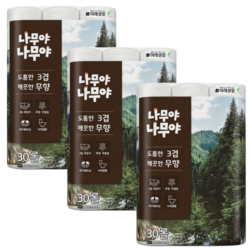 미래생활 나무야나무야 도톰한 3겹 깨끗한무향 27m 90롤 (30롤x3팩)