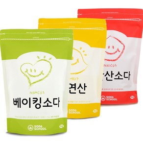 소다스쿨 베이킹소다1kg + 구연산1kg + 과탄산소다1kg 세트