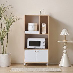 비트 600 멀티 주방수납장 렌지대 방문설치, 오크화이트, 3단