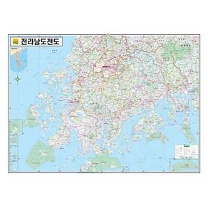 지도닷컴 전라남도전도 코팅형 110 x 78 cm + 전국행정도로지도