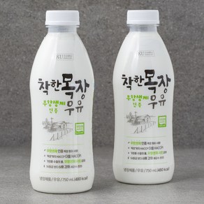건국유업 무항생제 인증 착한목장 우유, 750ml, 2개