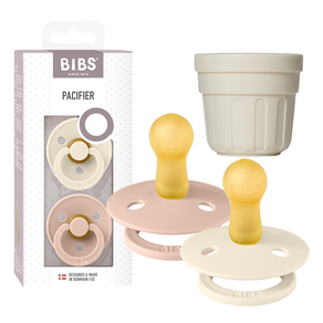 BIBS 컬러 고무 쪽쪽이 2종 + 전용캡 세트, 2단계, 아이보리, 블러쉬, 1세트