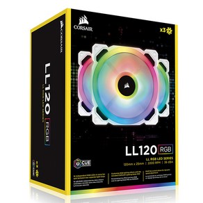 커세어 DUAL 시스템 쿨러 저소음 Node Pro 120mm CORSAIR LL120 RGB White (3PACK/Controller) 3p, 1개
