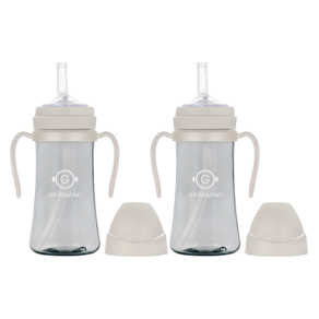 그로미미 PPSU 빨대컵 300ml, 2개, 크림베이지