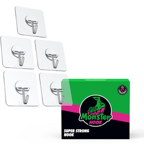 몬스터클리어겔 무타공 부착식 후크 5p, 1세트