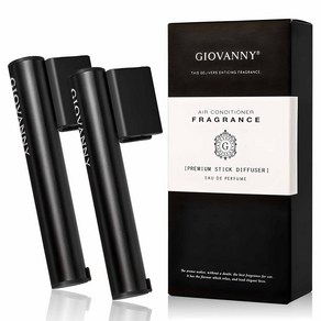 GIOVANNY 파워 스틱 차량용 디퓨저 케이스 2p + 방향제 리필 4p 세트 매트블랙