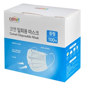 코멧 일회용 마스크 중형, 100개입, 화이트, 1개