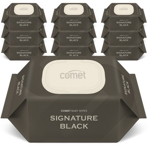 코멧 아기물티슈 시그니처 블랙 엠보싱 캡형, 10개, 100개입, 60g