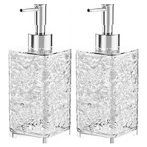 모나코올리브 샹드리에 사각 세제 디스펜서 400ml, 투명, 2개