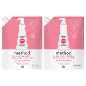 메소드 주방세제 핑크그레이프후르트향 리필, 1L, 2개