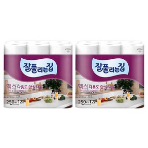 잘풀리는집 맥스 다용도 천연펄프 롤키친타올, 250매, 24개