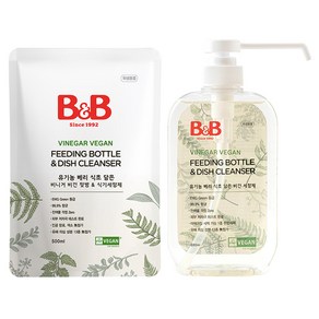비앤비 젖병 식기세정제 리필형 500ml + 용기형 600ml, 1세트