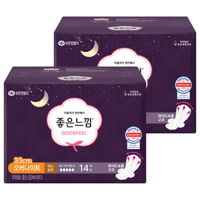 좋은느낌 오리지널 생리대 33cm, 오버나이트, 14개입, 2개
