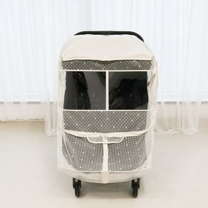 와우베이비 쌍둥이 유모차 모기장커버 디럭스형, 도트아이보리, 1개