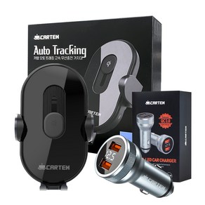 카템 오토 트레킹 차량용 고속 무선충전 거치대 CT132 블랙 + LED 고속 충전기 36W 세트, 1세트, 메탈