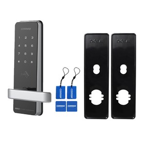 코맥스 무타공 손잡이 있음 도어락 + 카드키 4p + 손잡이 있음보강판 세트 CDL-400M