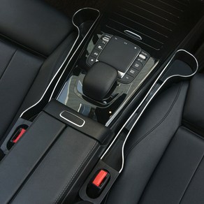 오토크루 차량용 컵홀더형 사이드 포켓 틈새쿠션 2종 세트 AC-S6, 1세트, 블랙