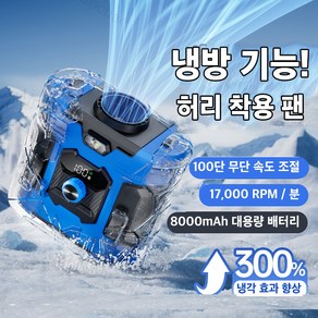 Mochae 허리 선풍기 휴대용 선풍기 100단 무단 광풍 급속냉각 충전식 아웃도어 선풍기/보조배터리/LED무드등 8000mAh, 오렌지