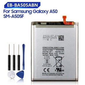 교체 배터리 EB-BA505ABU EB-BA505ABN 삼성 갤럭시 A50 A505F SM-A505F A30s A30 A20 SM-A205FN 4000mAh, 1개