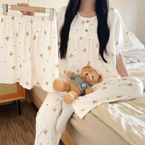 주디앤 여성 업앤다운 반팔 반바지 긴바지 3PC 상하의 파자마세트