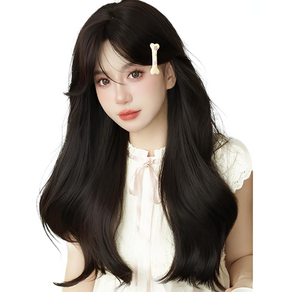 가발위드 긴머리 자연스러운 롱 웨이브 통가발 샤론, 1개, 블랙브라운