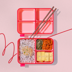 코코라커 섞이지 않아 도시락싸기 좋은 3칸 도시락통 세트(+ 채반 반찬 깍지 포함 기획) BPA FREE / 젖병소재, 1개, 핑크