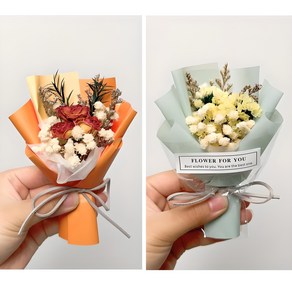 일상채움 성묘 납골당 추모 조화 미니 꽃다발 부착식, 2개, 민트+오렌지