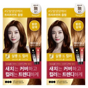엘라스틴 살롱 드 컬러 앤 새치 염색제, 밝은갈색, 2개