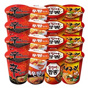 농심 컵라면 소컵 혼합 16개 (신라면+새우탕+오징어짬뽕+너구리 각 4개), 1세트