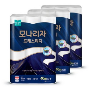모나리자 무형광 화장지 프레스티지 40m 30롤 x 3팩
