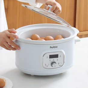 휴빅 타이머 계란찜기 슬로우쿠커 맥반석 구운계란 굽는기계 전골냄비, 휴빅슬로우쿠커_화이트