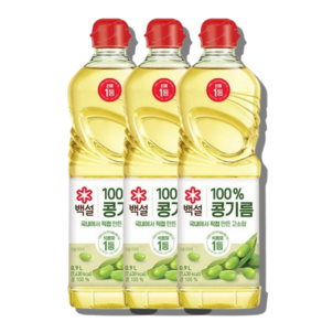 생선구이 식용유 요리용 국내산 콩식용유 백설 식용유 콩기름, 3개, 900ml