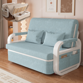 1인용 접이식 좌식 확장형 쇼파베드 겸용 거실 침대, 연하늘색