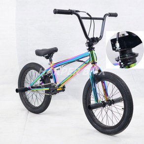GTD 비엠엑스 BMX 자전거 18인치 묘기 익스트림 연습 입문용 스턴트 자전거, 10 믹스도금+블랙(360도회전가능)