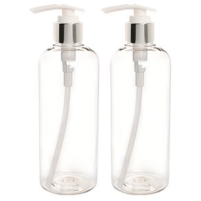 DT400 펌핑용기 400ml + 디스펜서, 용기 (투명), 캡 (실버), 2개