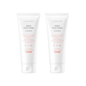 에스네이처 아쿠아 라이스 약산성 클렌징폼, 2개, 160ml