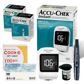 아큐첵 인스턴트 혈당계+채혈기+시험지100매+호환침100개+솜100매+건강한메디 굿즈