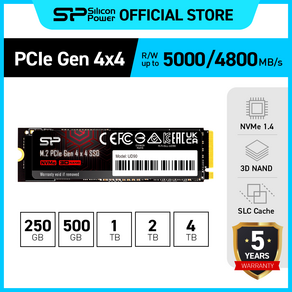 실리콘파워 UD90 NVMe M.2 PCIe Gen 4x4 SSD up to 5000MB/s